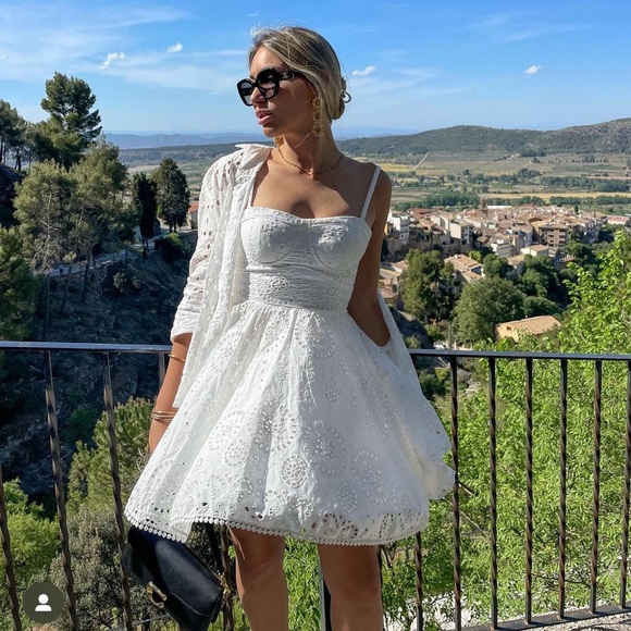 Zara mini dress Crochet Embroidered openwork boho sundress summer - Picture 2 of 16